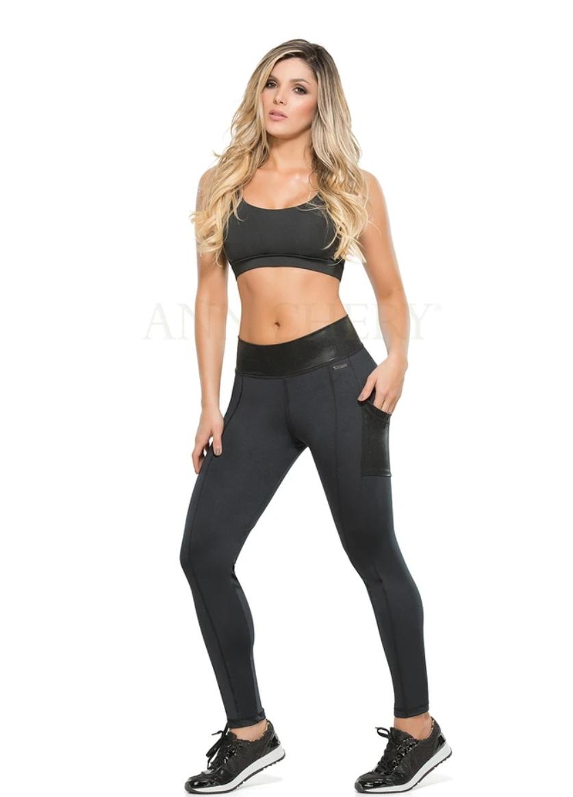 7027 Ann Chery  Control Leggings Metallic Con Bolsillo